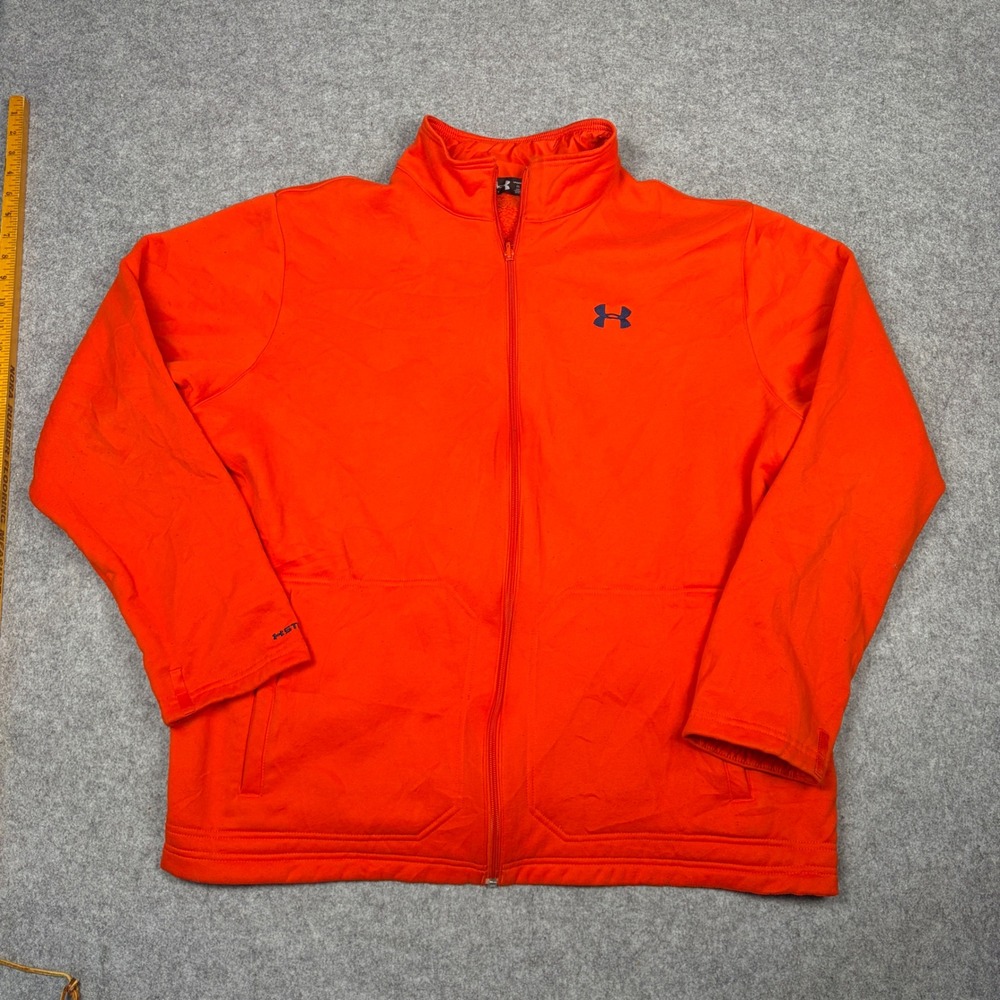 Under Armour Storm Full Zip Jacket Mens 3XL Orange Mock Neck Fleece Lined Active